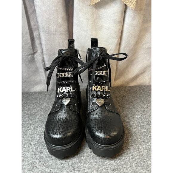 Karl Lagerfeld Paris Women's Everyday Cold Weather Mela Combat Boot 6.5 M - Picture 1 of 11